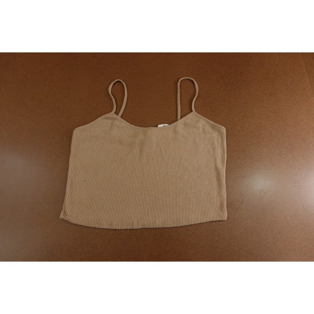 Fashion Nova Womens Size 2X Tan Cozy Rib Knit Scoop Neck Cropped Tank Top NWT